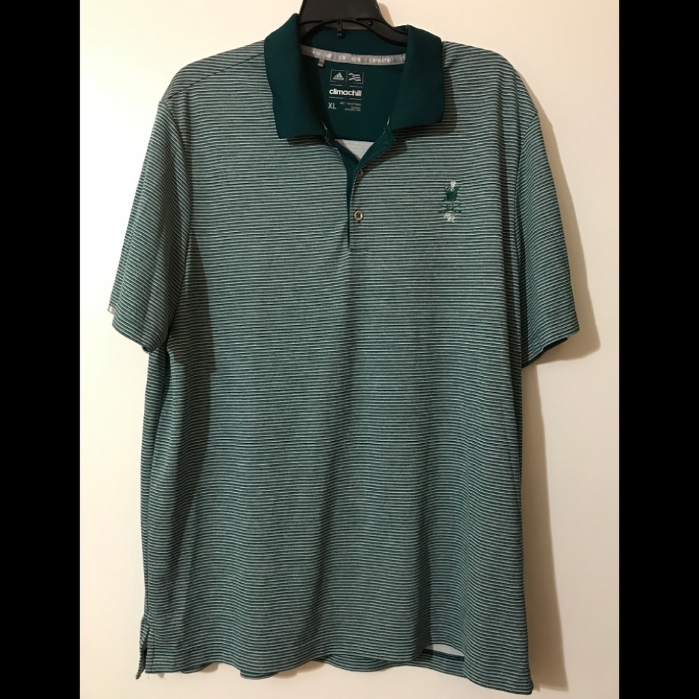 Adidas Climachill XL Polo Shirt Radley Run West Chester Green and White Stripe - Picture 1 of 9